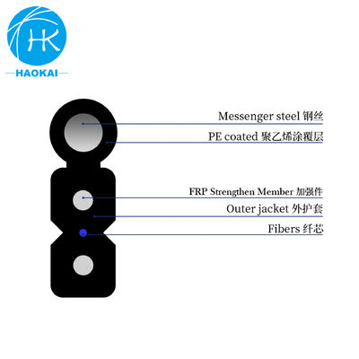 FTTH 8figure Self Supporting Outdoor Drop Fiber Optical Cable Black With Steel Wire