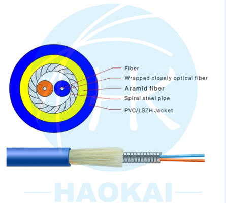 GJFXH Simplex Armored Indoor Drop Fiber Cable G657A2 1core With Kevlar Yarn