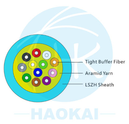 Indoor 12core Fiber Optic Cable Single Mode Distribution Cable Flame Retardant