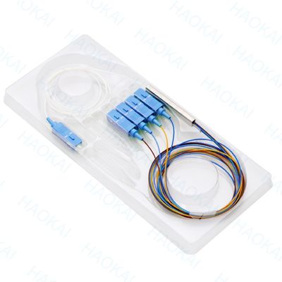 FTTH Mini Steel Tube Fiber Optic Splitter 1x16 PLC Splitter With SC UPC Connector
