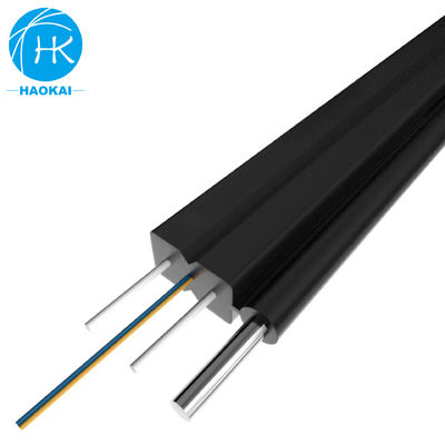 FTTH Aerial Fiber Optic Cable 2core Outdoor Drop Fiber Cable With LSZH Black Color