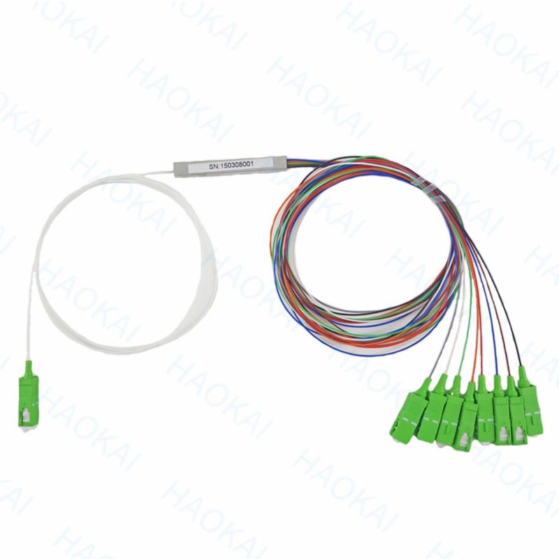 FTTH 1x4 1x8 Fiber PLC Splitter Mini Steel Tube With SC APC Connector