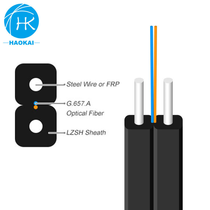 Indoor FTTH Drop Cable 2core 4core FRP Steel Wire FTTH Fiber To The Home